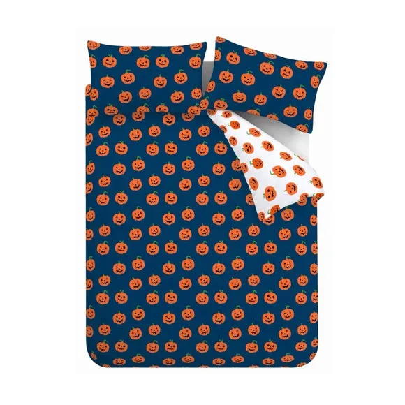 Catherine Lansfield Halloween Pumpkins Polycotton Duvet Cover and Pillowcase Set 6