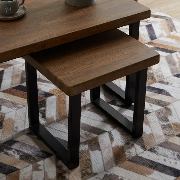 Freddie Nest Coffee Tables, Rustic Wood Effect 2