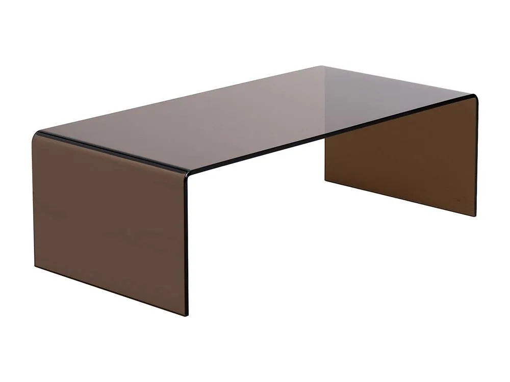 Vente-unique Curved Tempered Glass Coffee Table - Brown - ALONZO in Clear 6