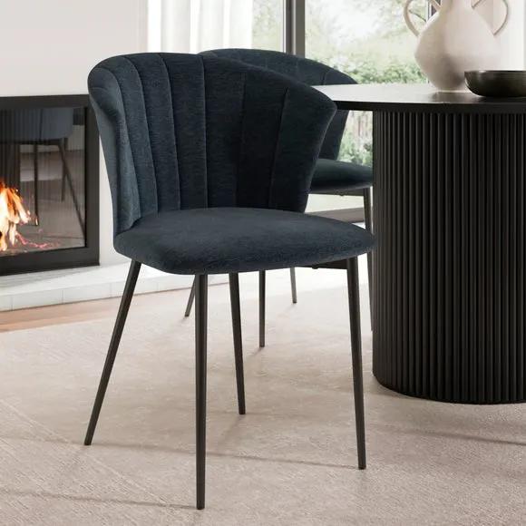 Kendall Dining Chair with Black Legs, Chenille 1
