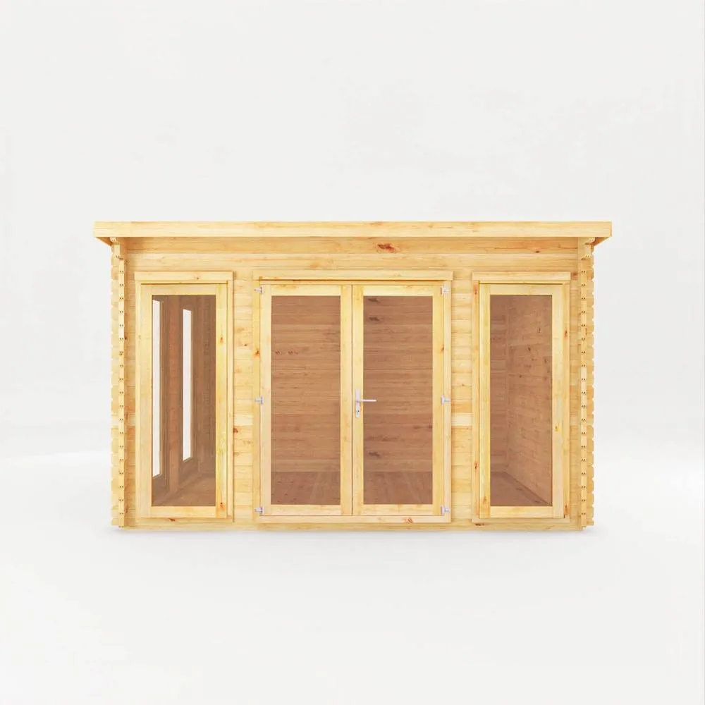 Mercia 4 x 3 m Studio Pent Log Cabin - 28 mm - L333.4 x W403.6 x H249.4 cm in Natural 3