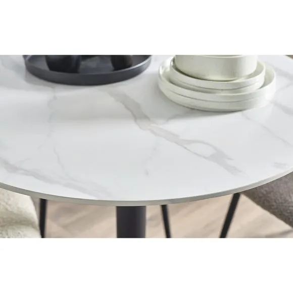 Luca 4 Seater Round Dining Table, Marble 3