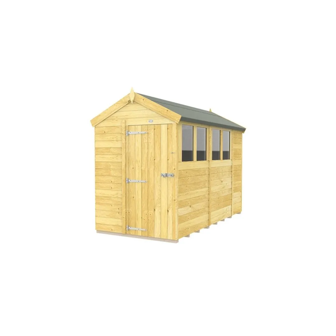 Buttercup Farm 5 x 10 Feet Apex Shed - Single Door W/ Windows - L302 x W147 x H217 cm in Brown