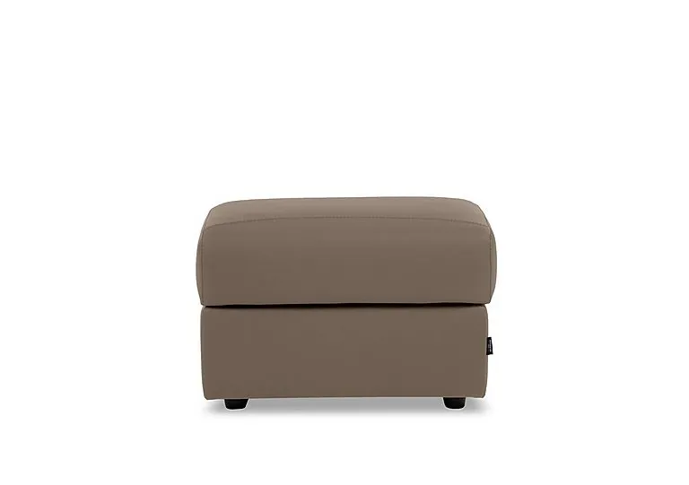 Canto Rectangular Leather Storage Footstool - Torello Taupe