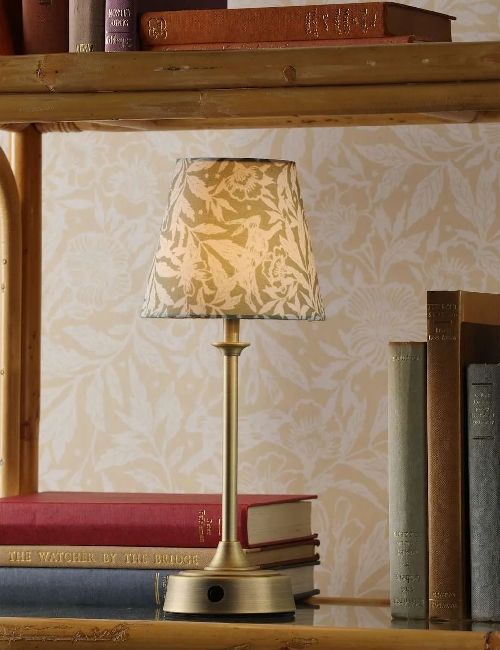 Joules Home Lighting Apsley Rechargeable Metal Floral Table Lamp Antique Brass