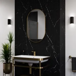 Sensio Archie Brass Pill Shaped Bathroom Mirror - 800 x 500mm 2