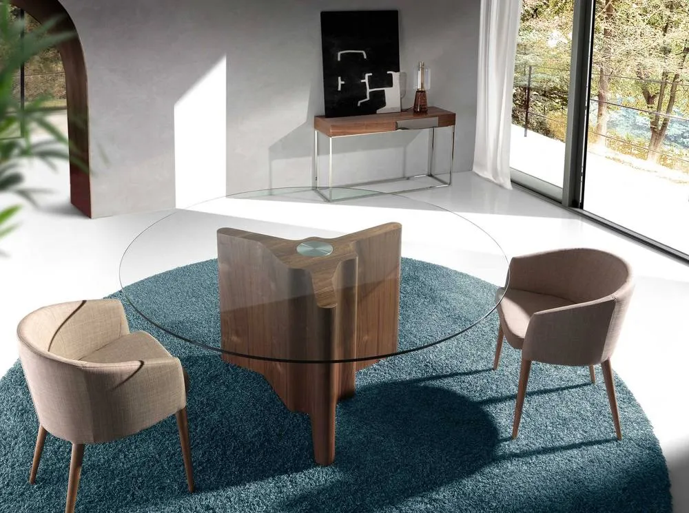 Angel Cerda Beige Upholstered Dining Chair with Armrests and 5