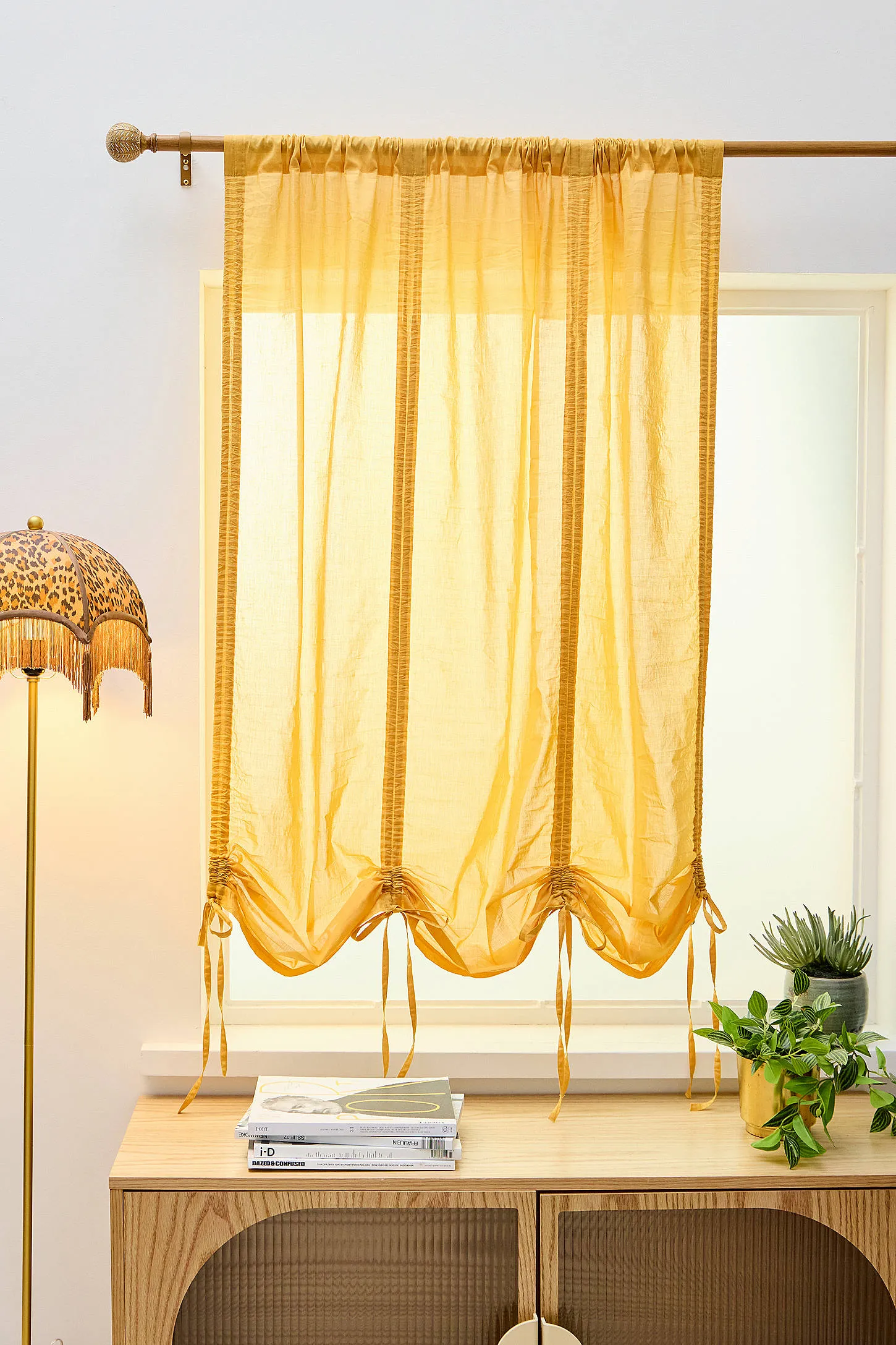 Honey Tied Valance Curtain - Orange 2