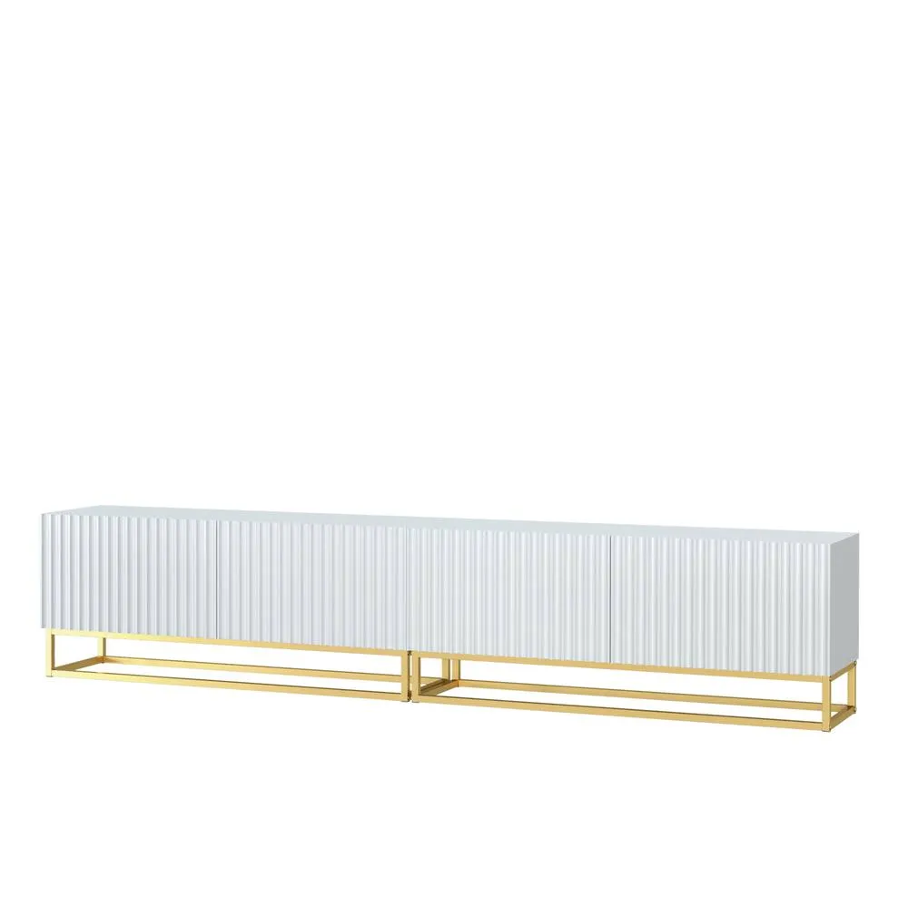 Creative Furniture Ripple Duo TV Unit 200cm - Modern Fluted Design with Push to Open Doors in White 6