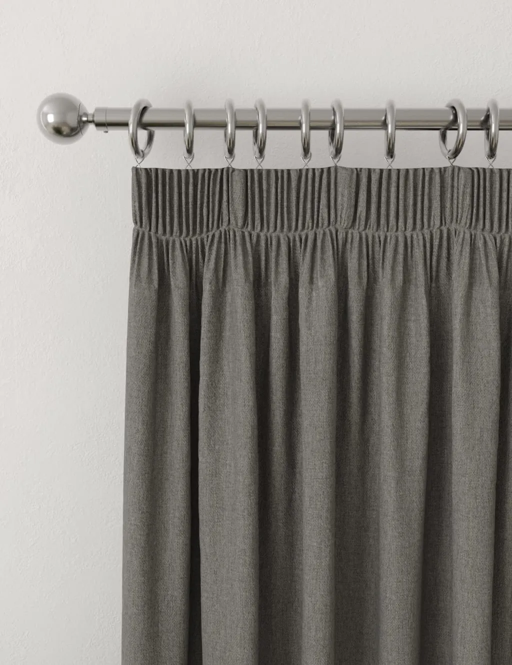 M&S Brushed Pencil Pleat Blackout Thermal Curtains Charcoal Mix