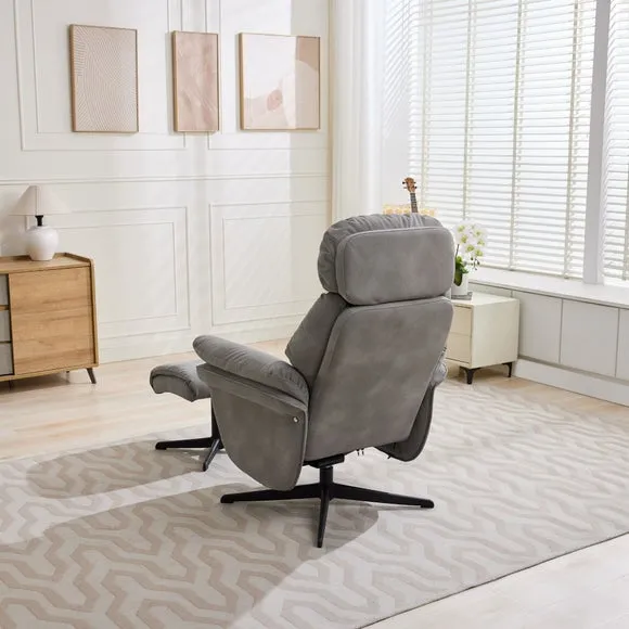 Edinburgh Faux Suede Swivel Chair with Footstool 3
