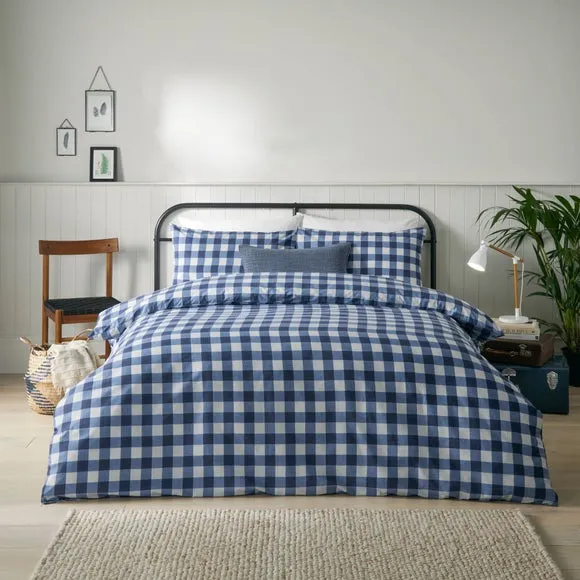 Riviera Hartsford Check 144 Thread Reversible Duvet Cover & Pillowcase Set 1