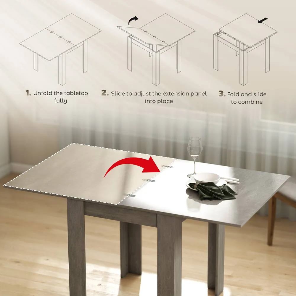 HOMCOM Folding Dining Table for 4-6, Drop Leaf Table for Small Spaces, Grey 5
