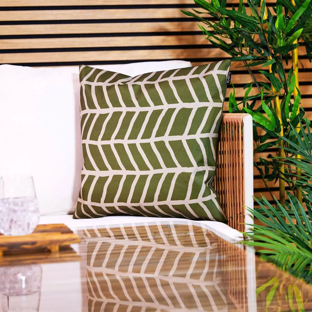 icon Indoor & Outdoor Mark Making Waterproof Cushion Stone in Khaki
