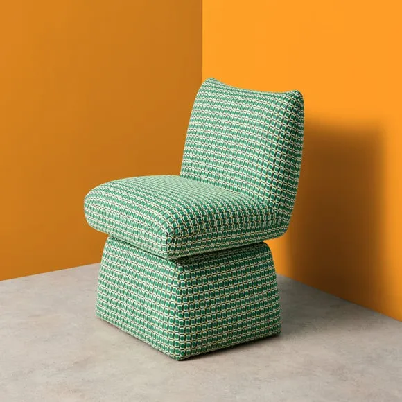 Yinka Ilori Swivel Dining Chair, Sweet Flows Green Fabric