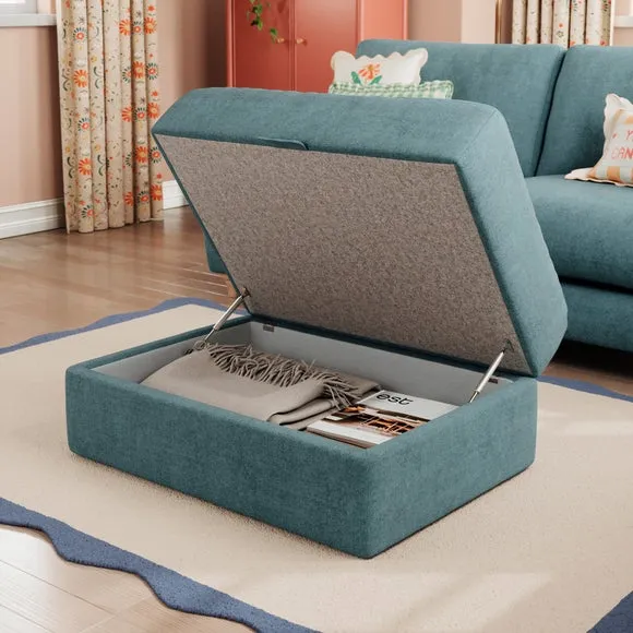Hattie Tonal Plush Chenille Storage Footstool 5
