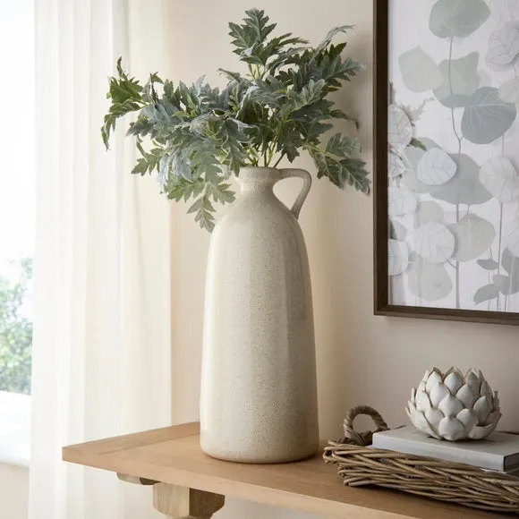 Tall Ivory Bottle Vase with Handle