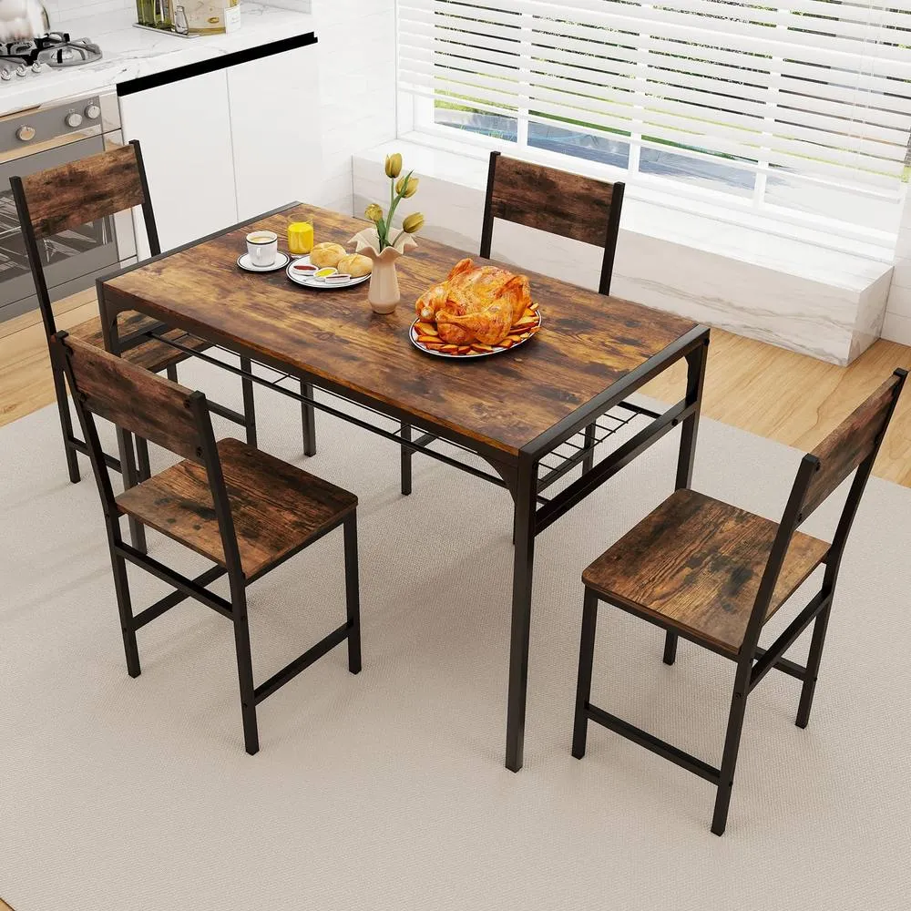 Costway Set of 2 Dining Chairs Armless Dinner Chairs w/ Metal Legs in Brown 5