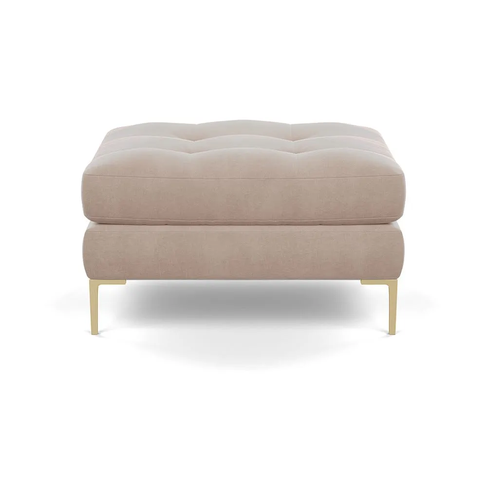 Heal's Eton Footstool Smart Velvet Pebble Brass Feet
