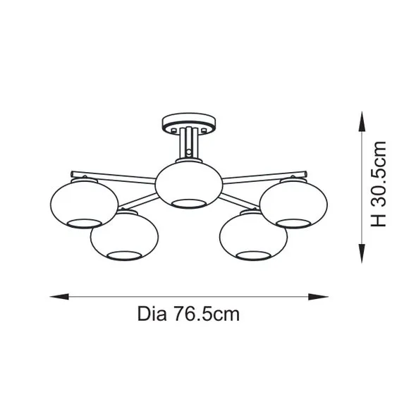 Vogue Jarred 5 Light Semi Flush Ceiling Light 6