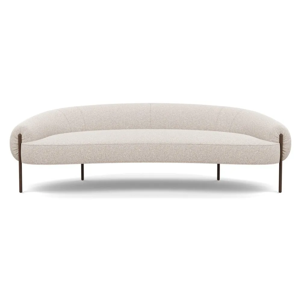 Heal's Isola 3 Seater Sofa Loop Boucle Taupe Bronze Feet 1