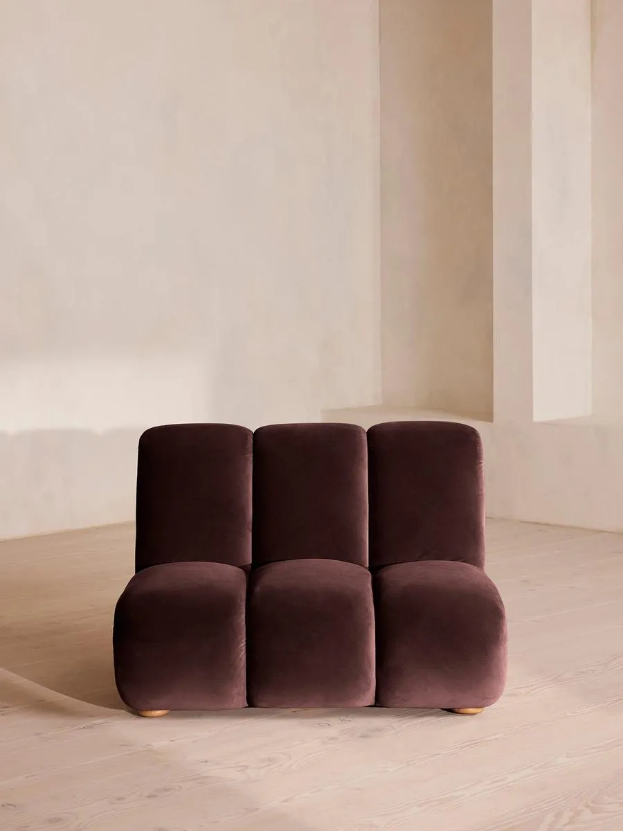 Noelle Modular Armchair, Velvet, Aubergine