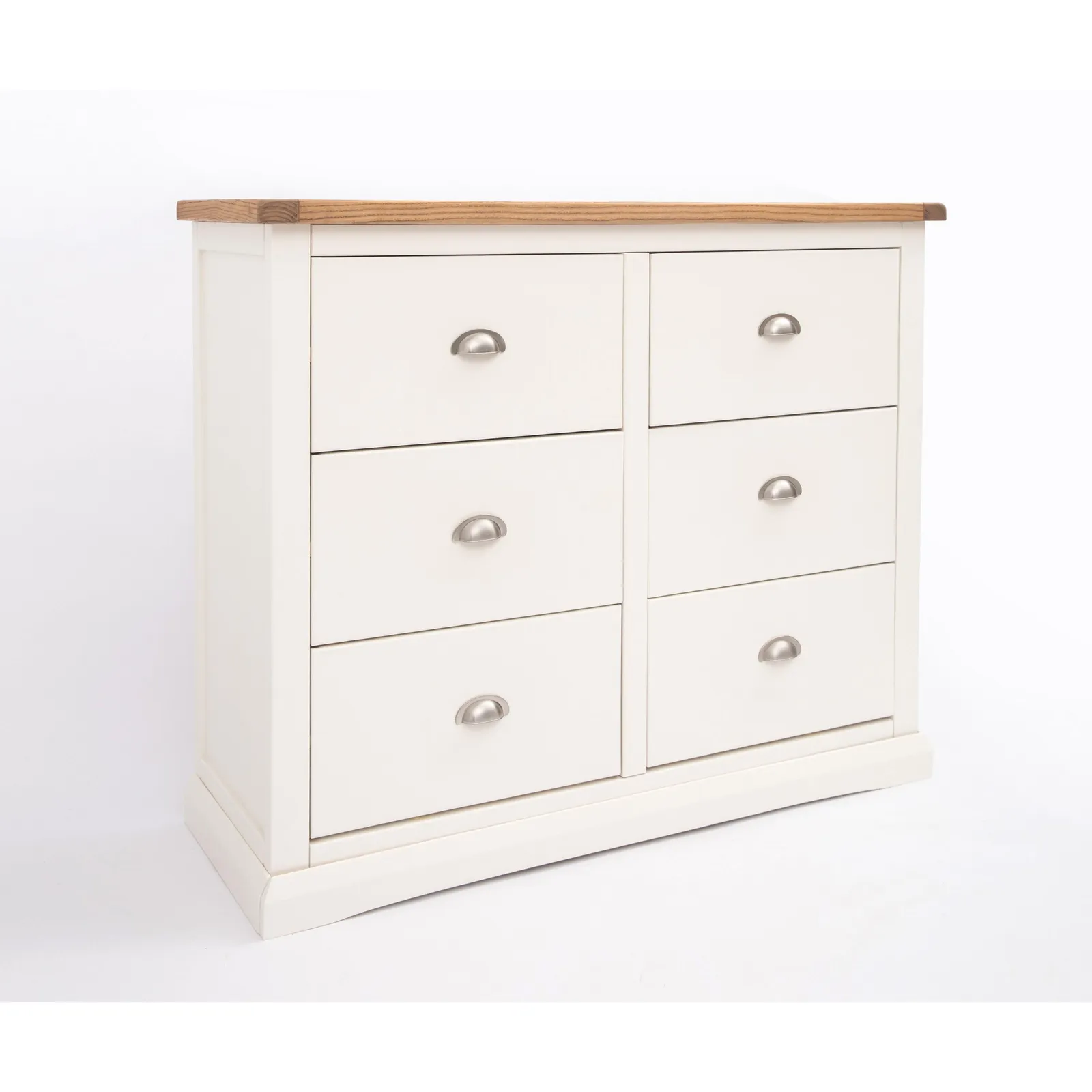 Cabinet Bits Cosenza 6 Drawer Chest of Drawers Chrome Cup Handle in Off-White 3
