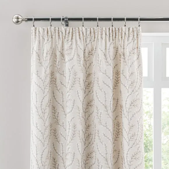 Shimla Embroidered Floral Pencil Pleat Curtains 1