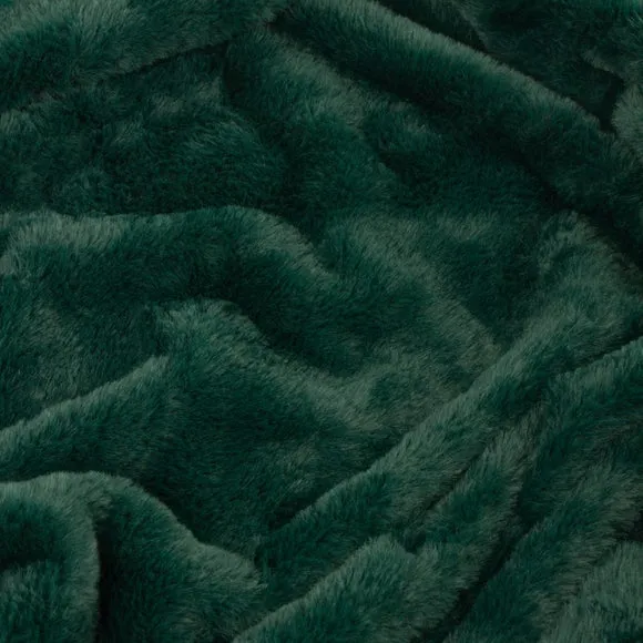 Furn. Kallu Double-sided Faux-fur Throw Needle Green, Green 2