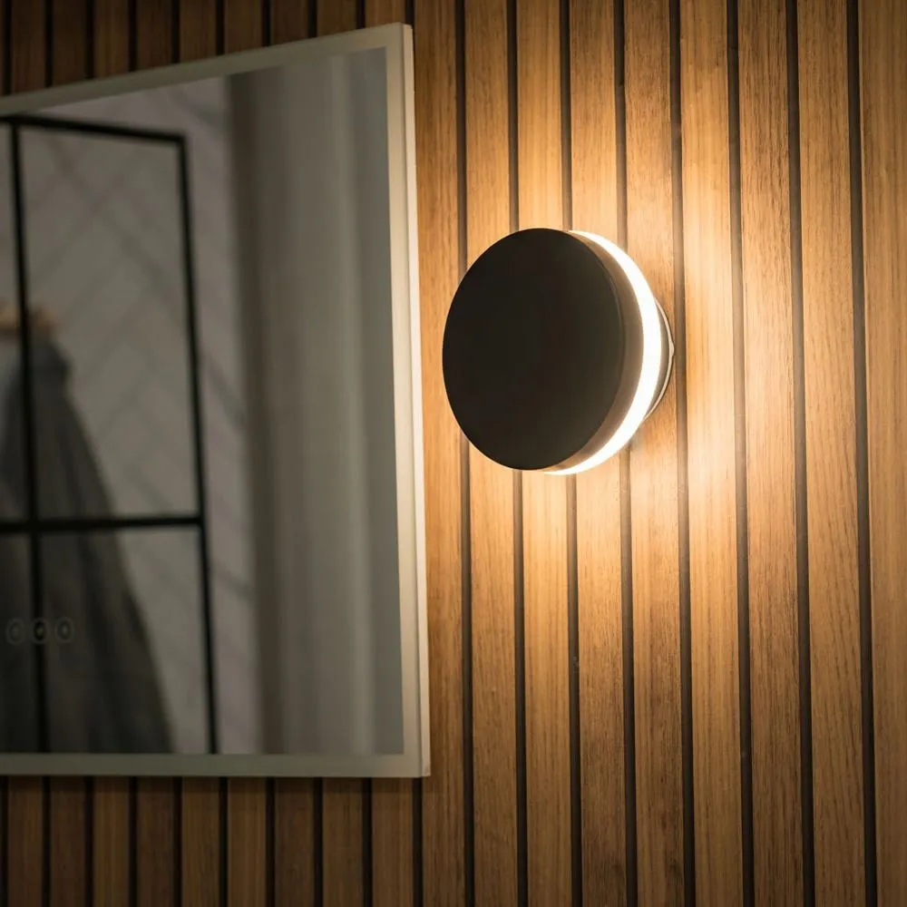ValueLights Infinity Matte Black Backlit Circle Integrated LED Wall Lamp Light 2
