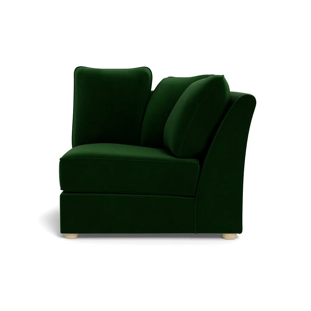 Heal's Tailor Curved Right Hand Facing Corner Unit Smart Velvet Forest Natural Feet 1