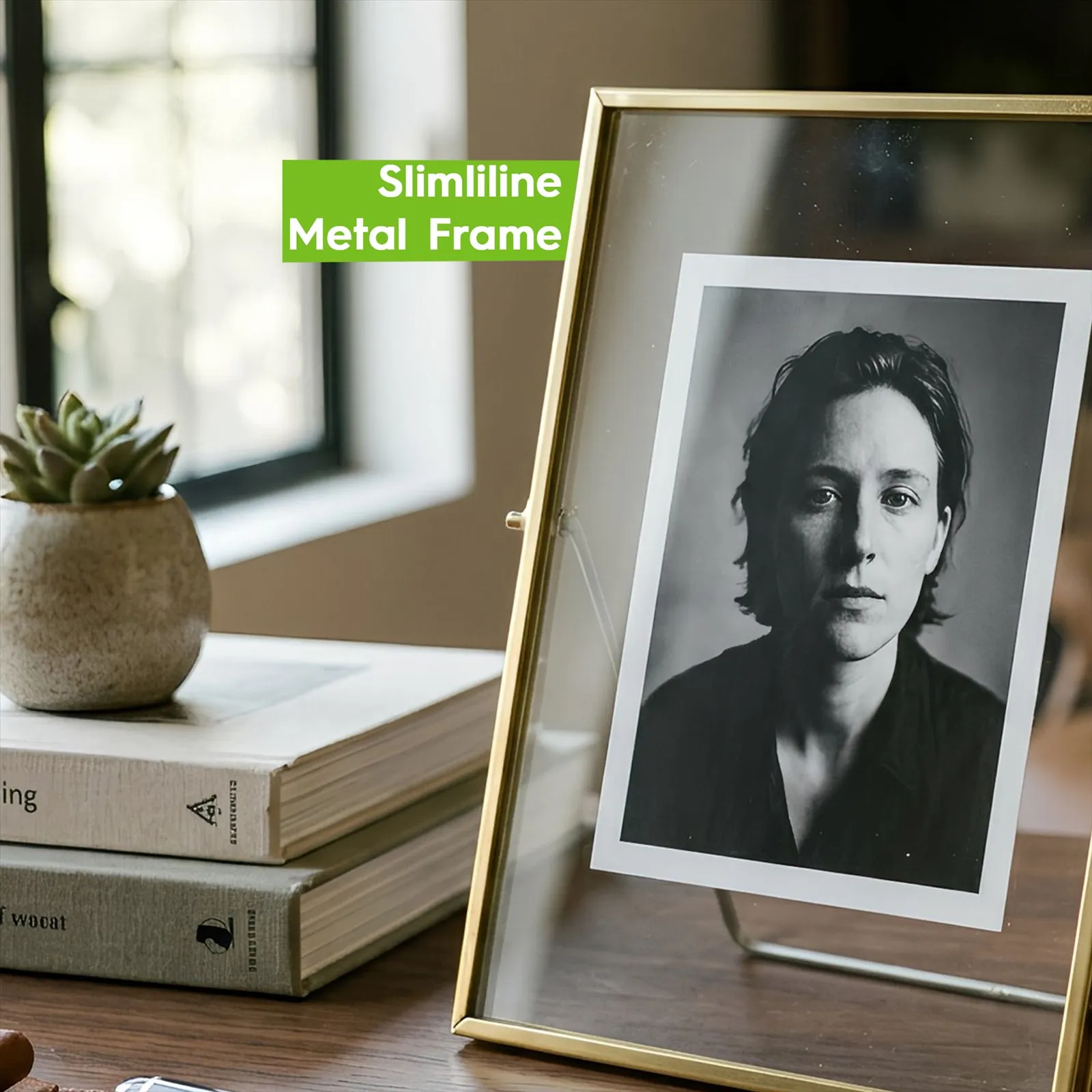 Nicola Spring Standing Metal Photo Frame - 6" x 8" - Picture Display Poster Frame in Silver 4