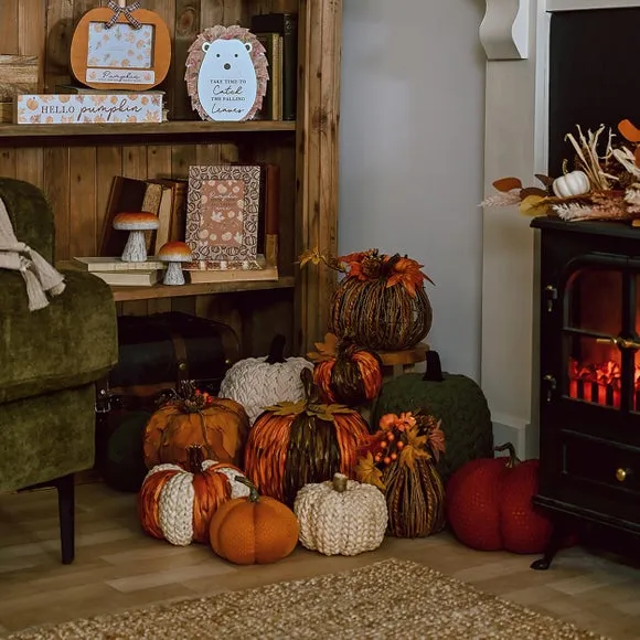 Country Living Natural Leaves Pumpkin Decoration 4