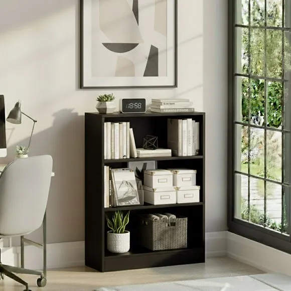Return - Cambridge 3 Tier Low Bookcase, Black