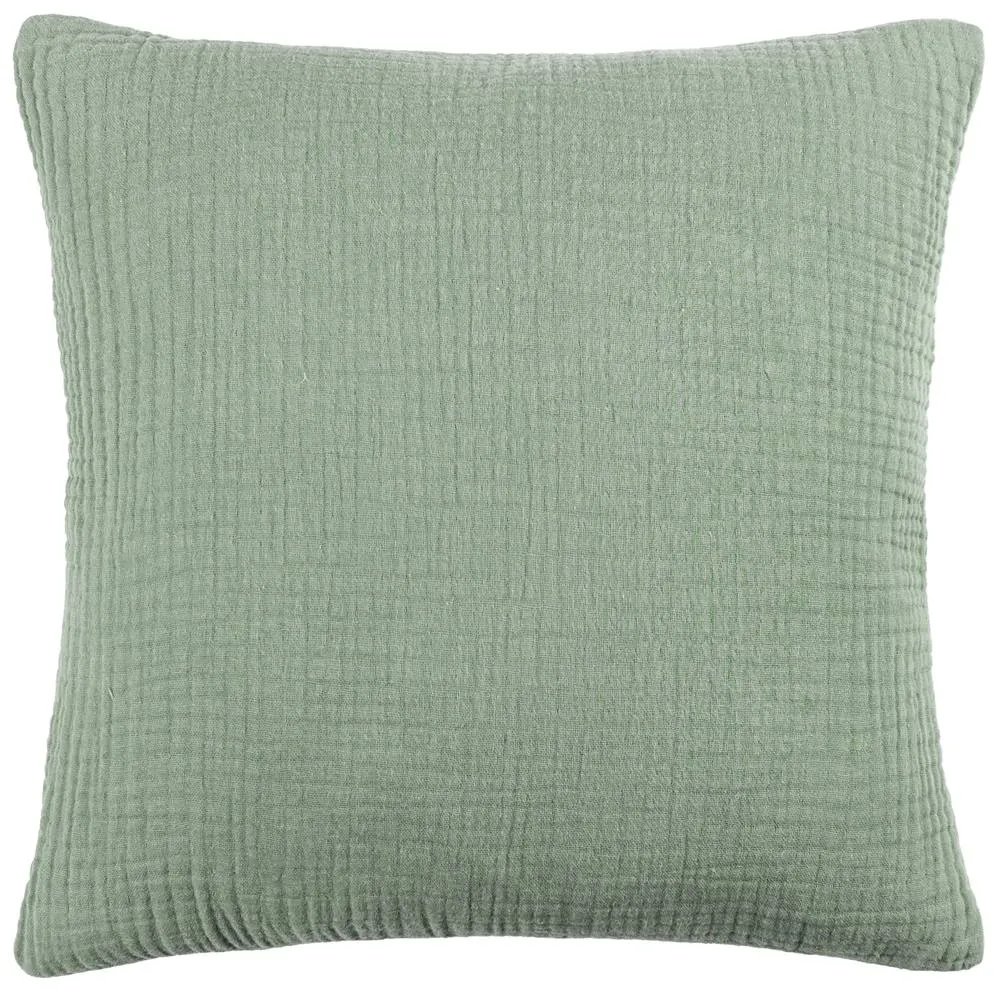 Yard Lark Muslin 100% Cotton Plain Cushion in Pale Green 2
