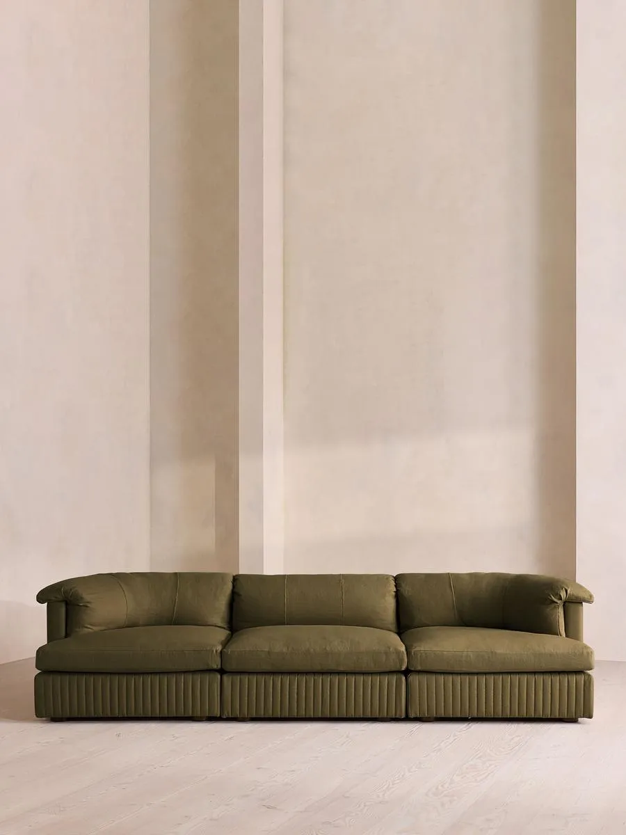 Oona Deep Sit Modular Sofa, Four Seater, Linen, Olive