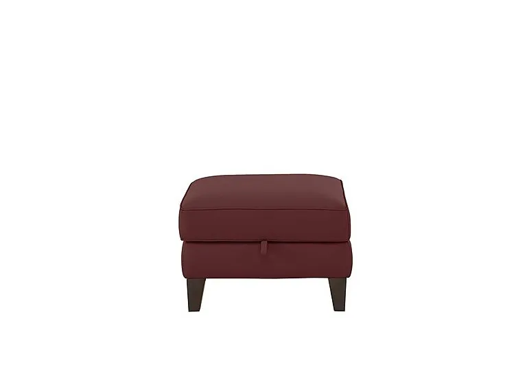 Brondby Leather Storage Footstool - BV Deep Red