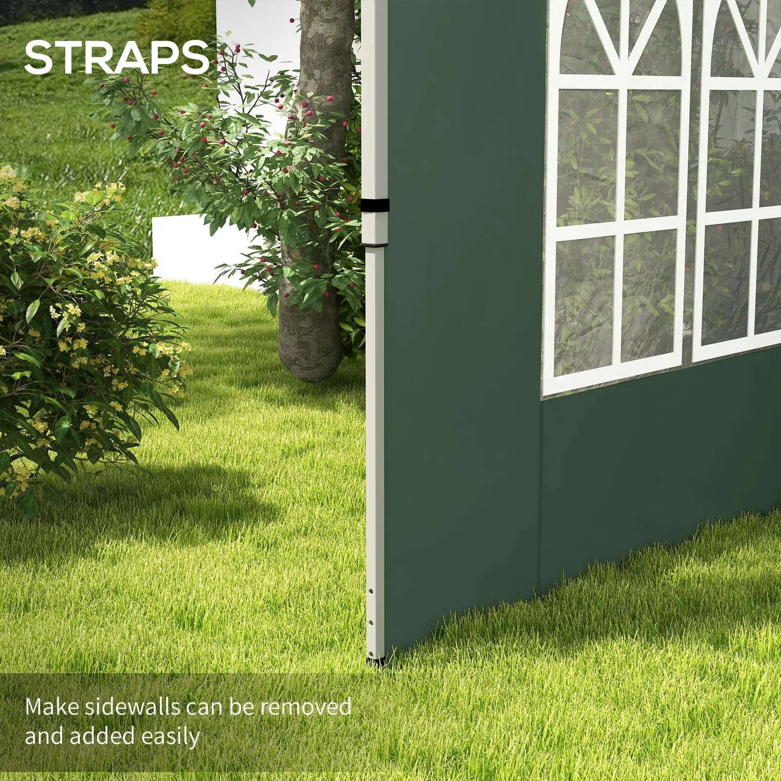 OUTSUNNY Gazebo Side Panels for 3x3(m) or 3x4m Pop Up Gazebo, 2 Pack in Green 6