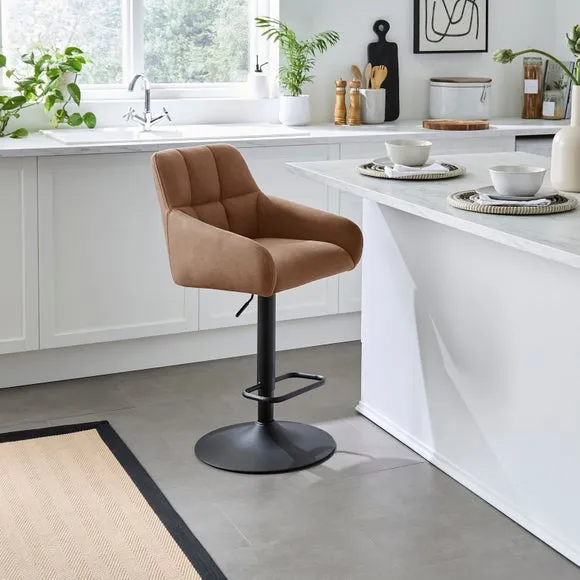 Jase Adjustable Height Barstool, Faux Leather 1