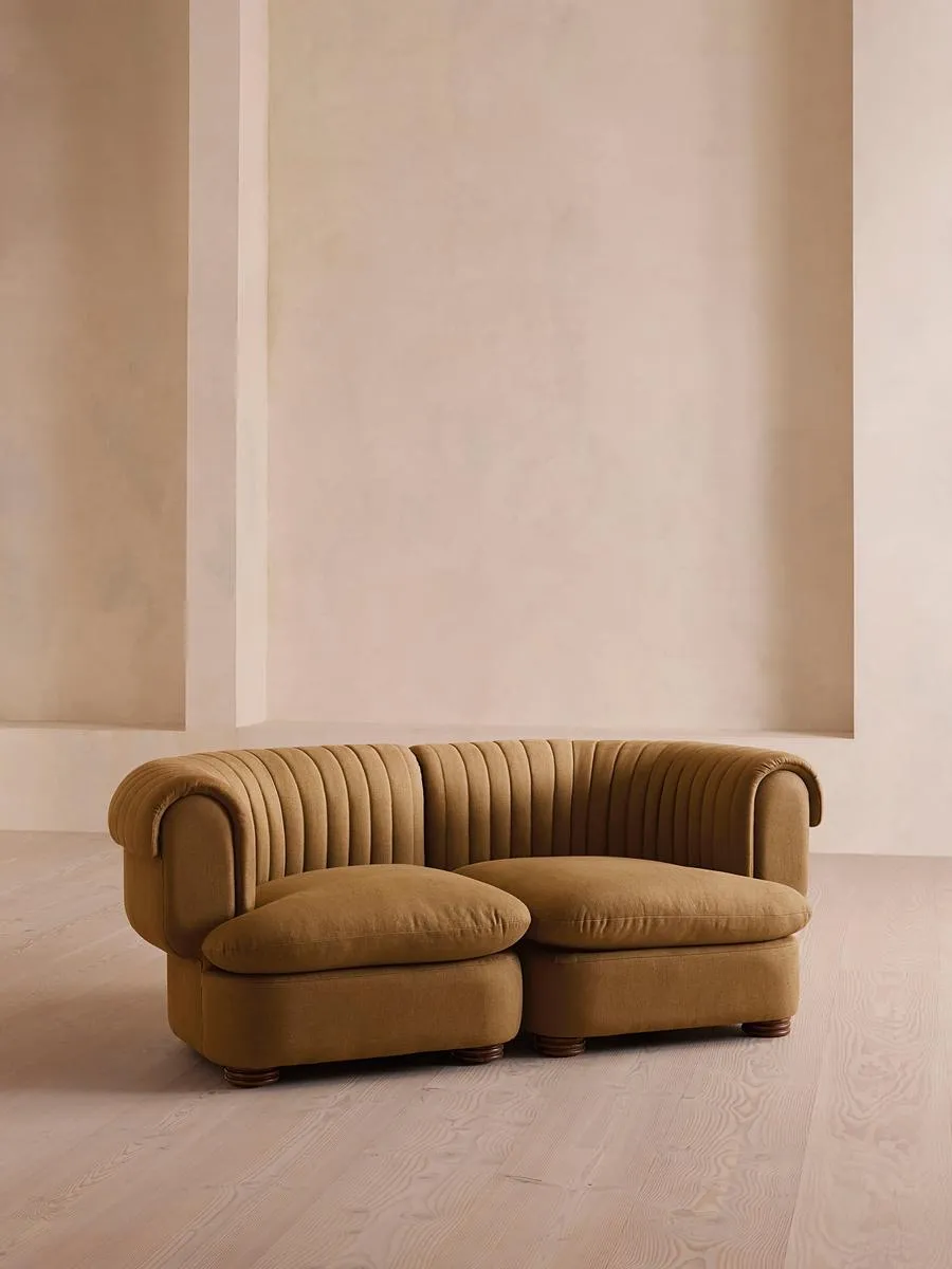 Rava Three Seater Sofa, Linen, Ochre