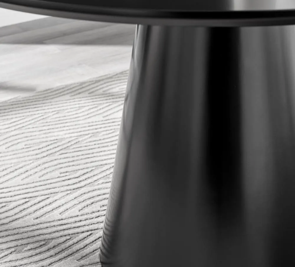 FurnitureboxUK Palma Round Black Semi Gloss Dining Table 4 Isola Chairs in Grey 6
