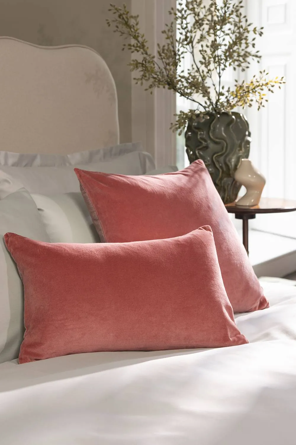 CHRISTY Luxury Filled Velvet 'Jaipur' Rectangle Cushions in Dark Pink 2