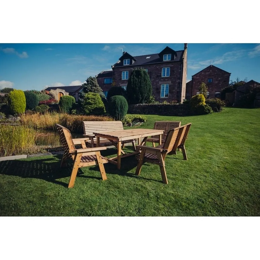 Churnet Valley Garden Furniture Ltd Valley Seat 10 Set 2X2B 2X3B Table - Minimal Assembly Required in Brown 2