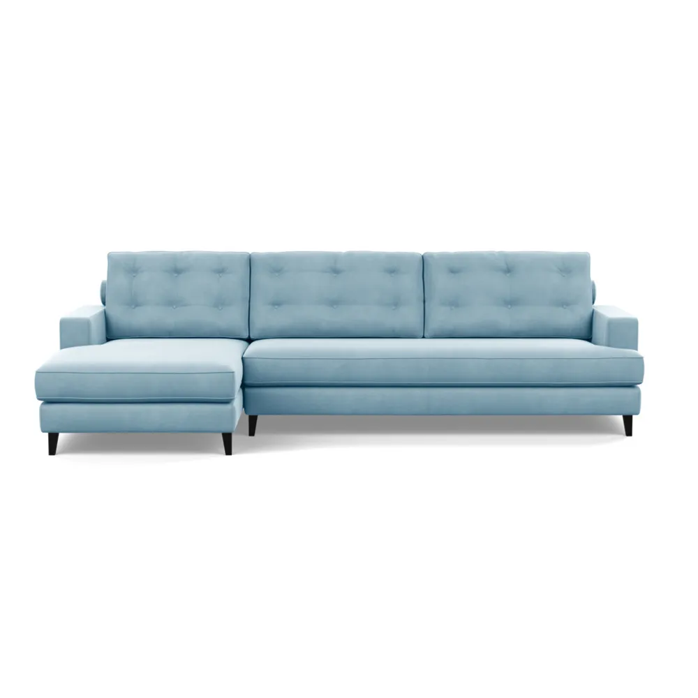 Heal's Mistral Left Hand Facing Corner Sofa Varese Velvet Sky Black Feet