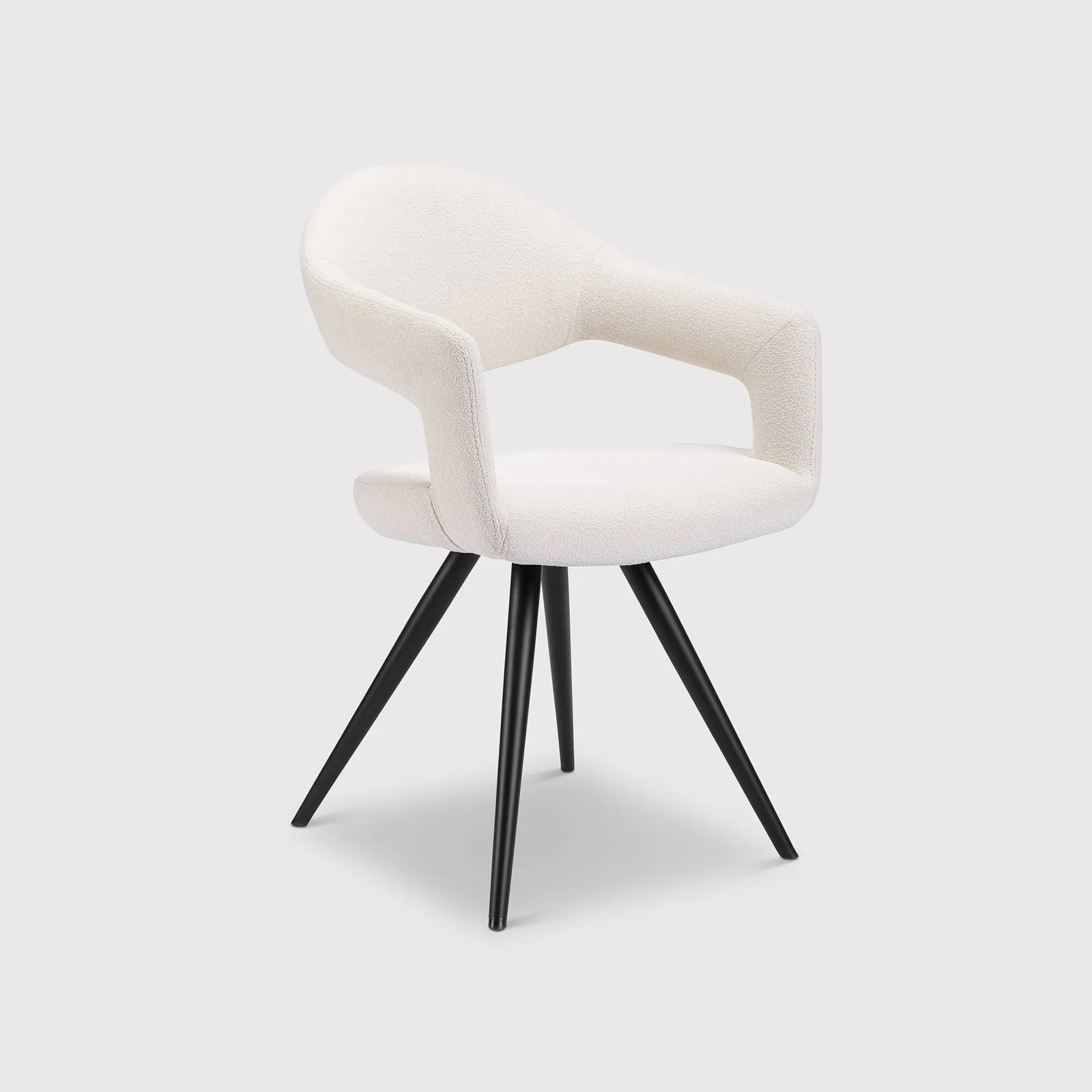 Lokka Arm Dining Chair Pair, White Boucle | Barker & Stonehouse