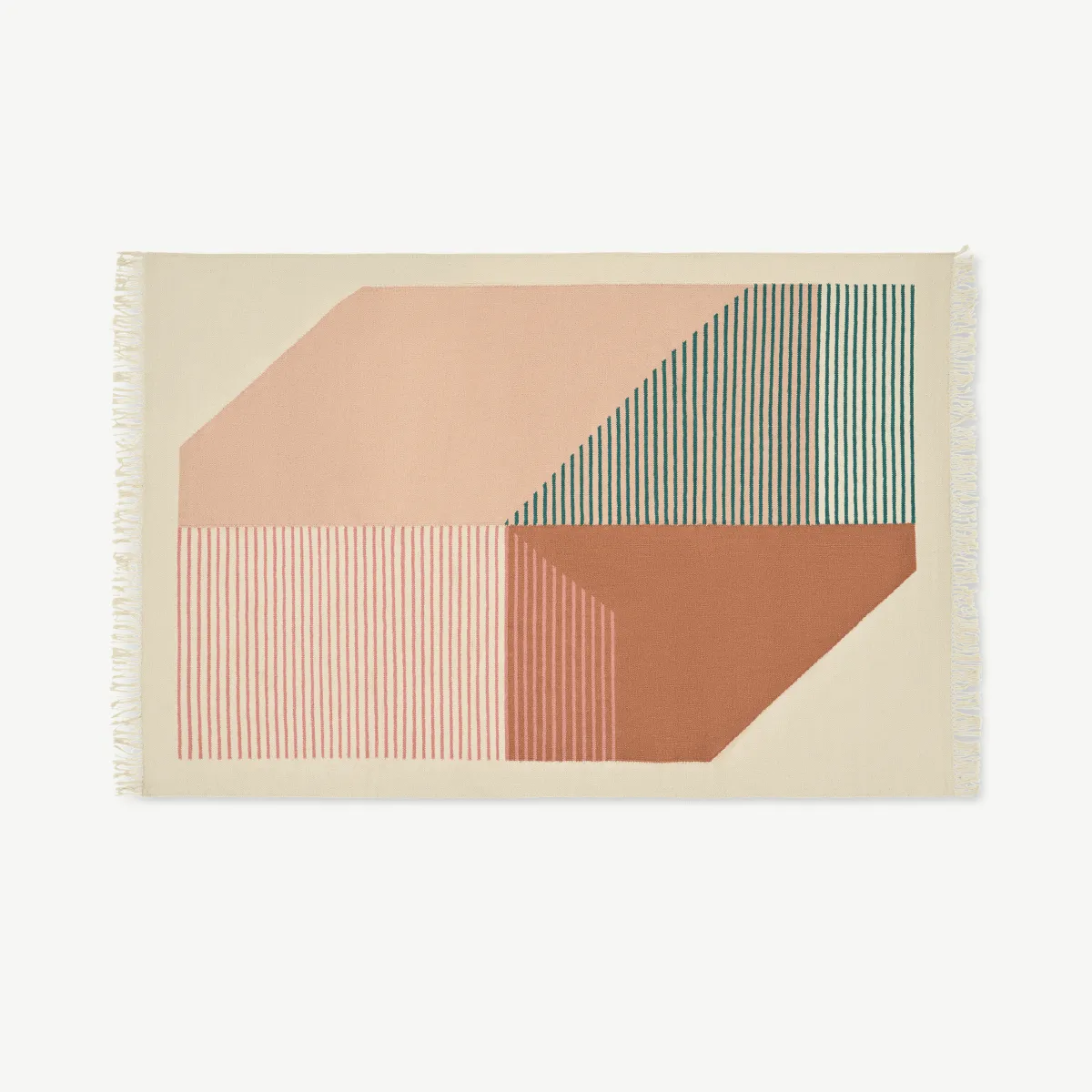 Firth Cotton Flatweave Rug, Large 160 x 230cm, Pink & Terracotta