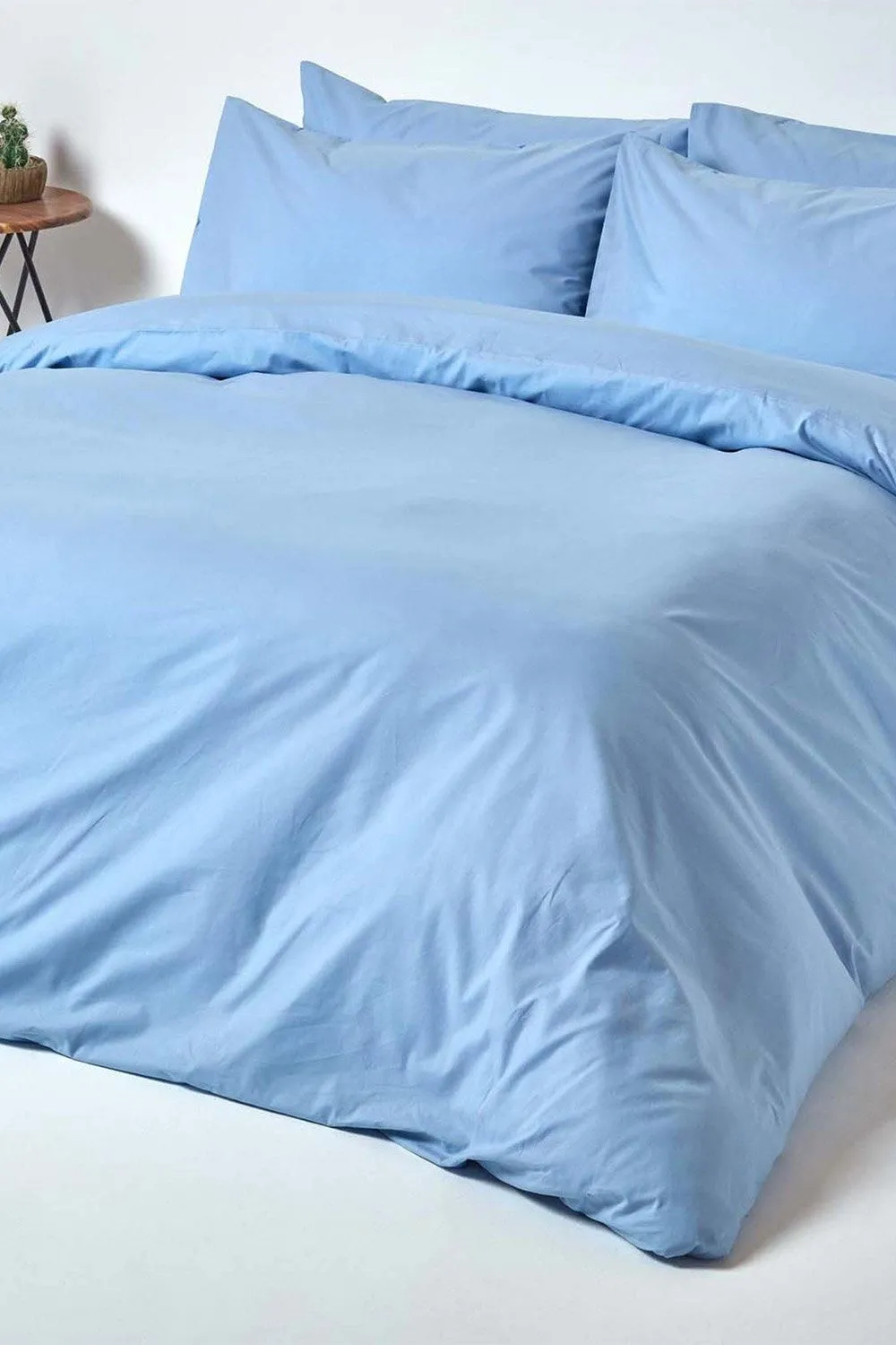 Homescapes Egyptian Cotton Duvet Cover with Pillowcase, 200 TC in Blue 2
