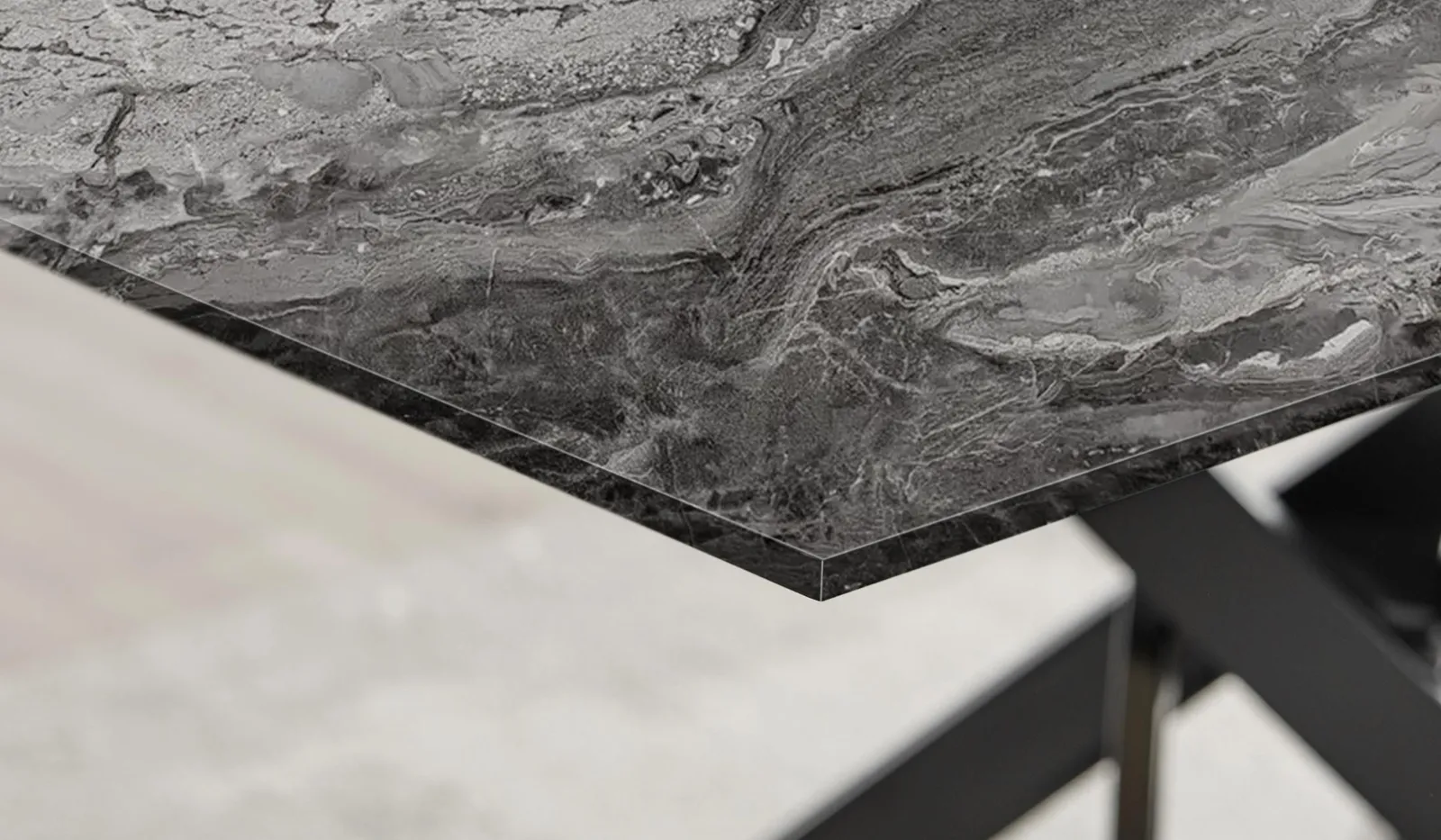 FurnitureboxUK Leonardo Grey Glass Marble Effect Black Leg Table & 4 Milan Black Leg Chairs 4