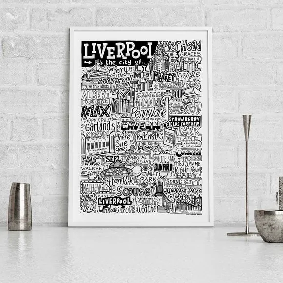 Sketchbook Design Liverpool Landmarks Framed Print 1