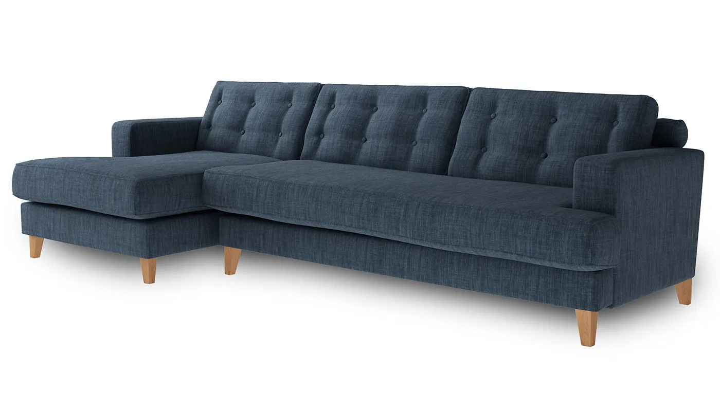 Heal's Mistral Left Hand Corner Sofa Broad Weave Lagoon Natural Feet
